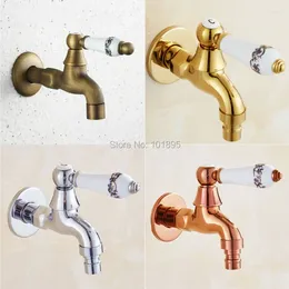 Bathroom Sink Faucets Wall Mounted Half Inch Thread 5 Colours Finishing Brass Bibcock Used In And Washing Machine L17001