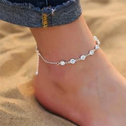 Anklets Fashion Crystal For Women Gold Silver Color Boho Anklet Strap Bracelet On The Leg Foot Bracelets Bohemian Jewelry 257C