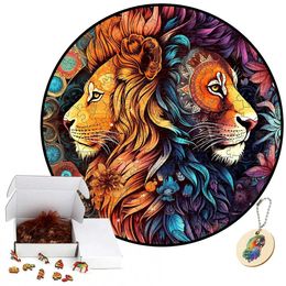 Puzzles Wooden Jigsaw Lion Puzzle Board Educational Game Toys School Students And Adults Interesting Christmas Gifts Toy Y240524