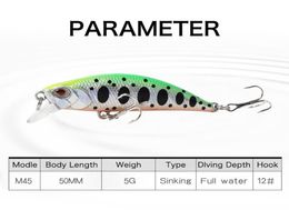 10pcslot New Fishing Lures Small Sinking Minnow 55cm 5g Jerkbait DUO Hard Lures FishingWobbler Bass Crankbait Trout Lure Rozante1130267