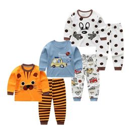 New Baby Boys Pamas Autumn Winter Long Sleeve Children Clothing Sleepwear Cotton Pyjamas Sets For Kids 1 2 3 4 5 6 7 8 Years L2405