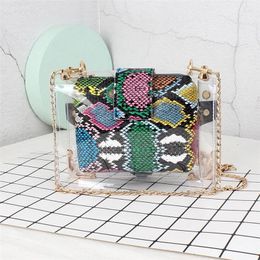 Bag Transparent Pvc Jelly Purse Snake Skin Print Women'S Handbag Luxury Designer Mini Clutch Bolsos Mujer Sac A Main De Luxe