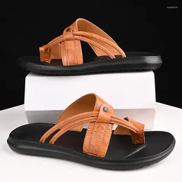 Slippers Brand High Quality Sandals Men Roman Gladiator 2024 Summer Handmade Fashion Hollow Breathable Italian Rope Close Toe