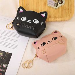 Purse 1 cartoon coin wallet cute cat wallet girl wallet mini wallet gift headphone bag pink black Y240524