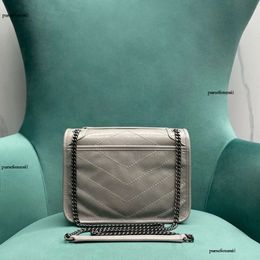 10A Mirror quality designer Pleated cowhide Niki Bag Woman meenger Handbag Light Grey courier Bag Backpack Crobody Small capacity real le