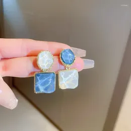 Stud Earrings Lovelink Korean Style Large Transparent Blue Geometric Dangle Earring Simple Resin Metal Women Girls Fashion Jewelry