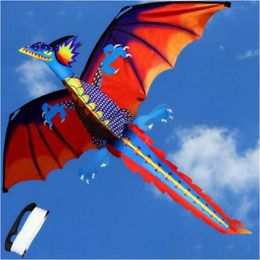 Kite Accessories Children Kids Gift 3D Dragon 100M Single Line With Tail Kites Outdoor Fun Toy Family Sports Drop Delivery Toys Gifts Otv3A