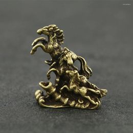 Decorative Figurines Hand-made Retro Ten Thousand Horses Galloping Small Ornament Solid Brass Steed Tea Pet Office Table Bronze Antique