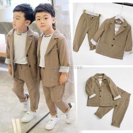 Children Blazer+Pants 2Pcs Clothing Set Boys Girls Formal Wedding Party Suit School Kids Performance Blazer Dress Garcon Costume