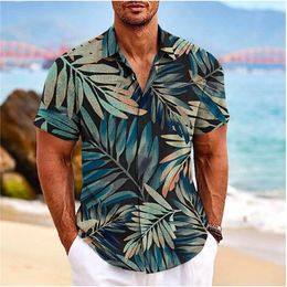 Men's Casual Shirts Fashion Printing Short Sleeved Shirt Summer Micro Elastic Flip Collar Breathable Youth Slim Fit Button