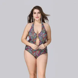 Women's Swimwear Swimsuit Push Up Women One Piece Plus Size Monokini Thong Bikini Swim Suits Cut Out Female Halter Print Bathing Suit