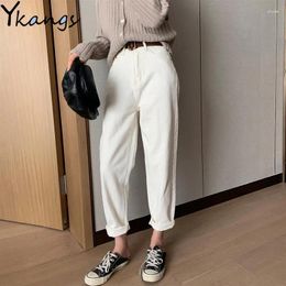 Women's Jeans Women Vintage High Waist White Mom Plus Size Slim Harem Denim Pants Female Casual Spring Ankle Length Streetwear Trousers