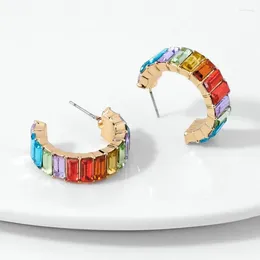 Stud Earrings Fashion Multi-Color Crystal Glass C Cuff Girl Women's Geometric Wedding Party Jewellery Wholesale