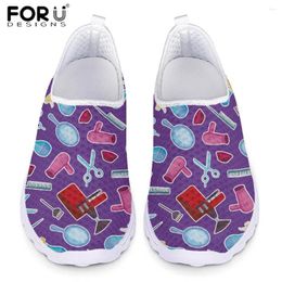 Casual Shoes FORUDESIGNS Lightweight Loafers For Ladies Cartoon Washing Cutting And Blowing Pattern Slip-on Flat Women Mujer