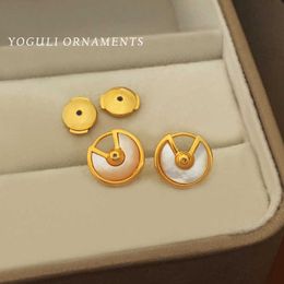 Cart Earring Dignified and Glossy Earrings Plated Genuine Gold Silver Needle with Minimalist Style Fashiona with Original Earring N54u