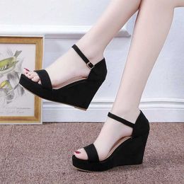 Sandals 2024 New Womens Shoe Platform Sandals Womens Peep Toe High Wedge High Heel Bracelet Sandaria Espadrilles Womens SandalsL2405