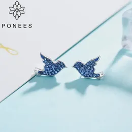 Stud Earrings PONEES Trendy Wholesale Jewelry Blue Crystal Bird For Women Fashion Cute Animal Girls Party