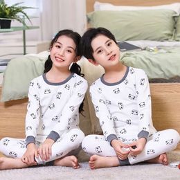 Wiosenna bawełna chłopcy snu Dzieci Pękamie Dzieci Dziewczyny Pamas Panda Cartoon Ubrania garnitury nocne Pijama Infantil L2405
