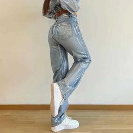 Женские джинсы Y2K Американские женщины с низкой талией прямой джинсы 2023 модная уличная одежда ретро принт свободного джинсового джинсового происхождения жены Q240523