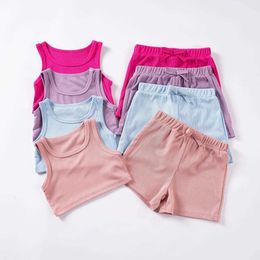 Clothing Sets Clothing Sets Cute casual girl vest and shorts set new summer casual baby sleeveless summer vest two-piece set WX5.23