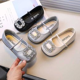 Flat shoes Childrens shoes girls shoes PU leather girls dress water diamond princess shoes ballet apartment girl Q240523