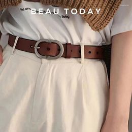 Belts BEAUTODAY Women Cow Split Solid Colour Silver Buckle Ladies Modern Style Fashion Jeans Dress Accessories Waistband 91038 Ovllr