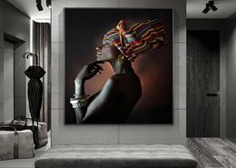 Black Girl With Silver Jewelry African Art Canvas Paintings On The Wall Art Posters And Prints Canvas Pictures For Living Room2245018