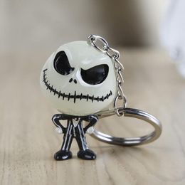 The Nightmare Before Christmas Keychain Jack Skellington Key Ring Hanger mask The head glowed in dark figure toy key chain 2762