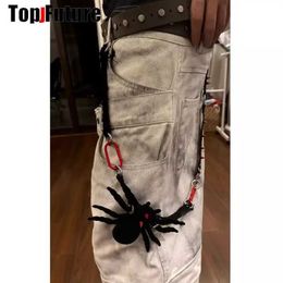 Waist Chain Belts Y2K Girls Gothic Womens Steam Punk Metal Waistchain Hip Hop Punk Harajuku Spider Choke Keychain Fashion Jeans Accessories Q240523
