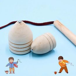 1 Set Fingertip Gyro Toy Spinning Top Rotating Cone Shape Whipping Wooden Nostalgia Chinese Traditional Kids Toys 240517