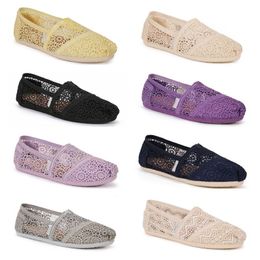 Designer dress shoes crochet ballet flats tom women classic espadrilles eva sole slip on casual loafers cotton fabric sandals solid black purple grey beige yellow