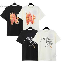 Mens t Shirt Designer Tshirt Graphic Tee Clothes Shirts Classic Flame Print Applique City Limited Batik Wash Palmprint Flying Dragon Openwork Letter