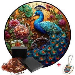 Puzzles Unique Irregular Peacock Shape Jigsaw Puzzles DIY Wooden Crafts Family Interactive Games Adult Kids Xmas Gift Home Decor Y240524