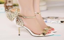 2017 Summer Sophia Vampire Diaries fantasy butterfly wing high heel sandals gold silver wedding shoes size 35 to 406349322