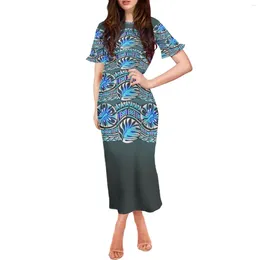 Party Dresses Polynesian Tribal Pohnpei Totem Tattoo Prints Short Petal Sleeve Holiday Clothing Fashionable Sexy Art Perfect Long Dress