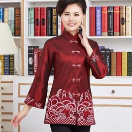 Ethnic Clothing Chinese Traditional Tang Suit Slim Outwear Women'S Embroidery Coats Middle Age Jackets National Women Jacket TA856