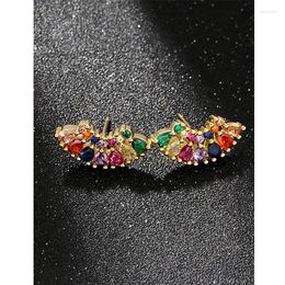 Stud Earrings Fan-shaped For Women Fashion Colour Micro-inlaid Vermiculite Copper Inlaid Rhinestone Casual Style Boucles D'oreilles