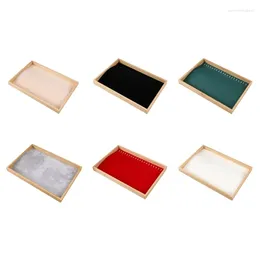 Jewellery Pouches Tray Wooden Showcase Display For Rings Earrings Necklaces Bracelet Pendant Storage Case Ornament Gift