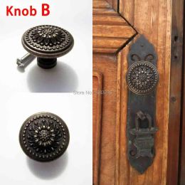 Antique Brass Bronze Single Hole Round Jewelry Chest Box Cabinet Cupboard Dresser Drawer Door Window Handle Pull Knob 4 types