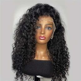 Synthetic Wigs Soft and non adhesive natural black 180% long 26 inch twisted curly lace front wig suitable for women with baby hair pre inserted daily fashion Q240523