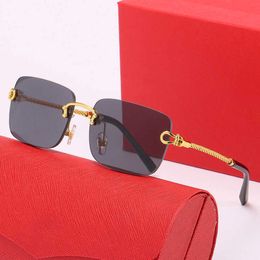 Latest Fashion Men Sunglasses Sunshade glasses Leopard Head Composite Metal Rimless Optical Frame Classic Rectangle Square Gold Luxury 321L