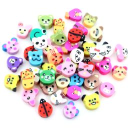 50pcs 10mm Mixed Colors Fruit Flower Animal Shape Clay Spacer Beads Polymer Clay Beads For Jewelry Making DIY Accessories