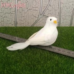 Party Decoration NYAC 13-14 4 6CM Decorative White Foam Feather Bird Ornaments 12PCS Artificial Small With Foot DIY For Wedding