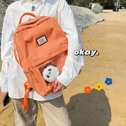 Backpack Solid Colour Transparent Pocket Large Capacity Waterproof Nylon Female Schoolbag College Lady Laptop Backpacks