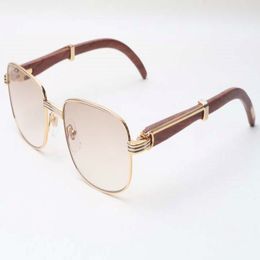 Factory Outlet New Style Square Wooden Sunglasses 7381148 Natural Wooden Eyeglasses Size 56-21-135mm Premium Luxury Sunglasses 2929