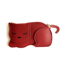 Purse Cartoon Cat PU Leather Coin Wallet Zipper Key Bag Womens Portable Keychain Childrens Toy Girls Card Clip Wallet Y240524