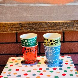 Fashion Unique Bone China Colour Polka Dot Mug Four Colour Water Cup Coffee Cup Couple's Cups Gift Box Packaging