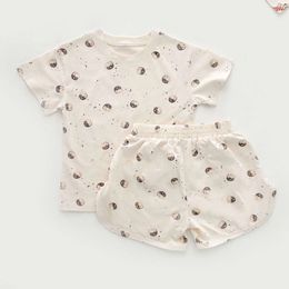 Korean Style Children's Short-sleeved Leisure Wear Set Unisex T-shirt Baby Pamas Cotton Spleepwear for 1-3 Years Old L2405