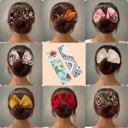 Women Headband Deft Bun Hair Maker Bands Bun Wrap French Girl Summer Knotted Wire Print Hairpin Braider DIY Accessories