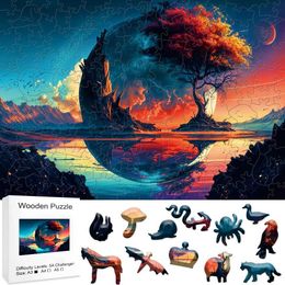 Puzzles Tree 3d Wooden Puzzle Animals Assembly Model Kit Family Interactive Games Children Montessori Toy Brain Trainer Diy Jigsaw Hobby Y240524